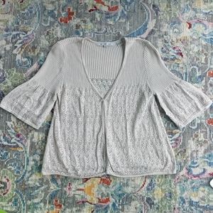 90s Vintage Cotton Off-White Cardigan - S